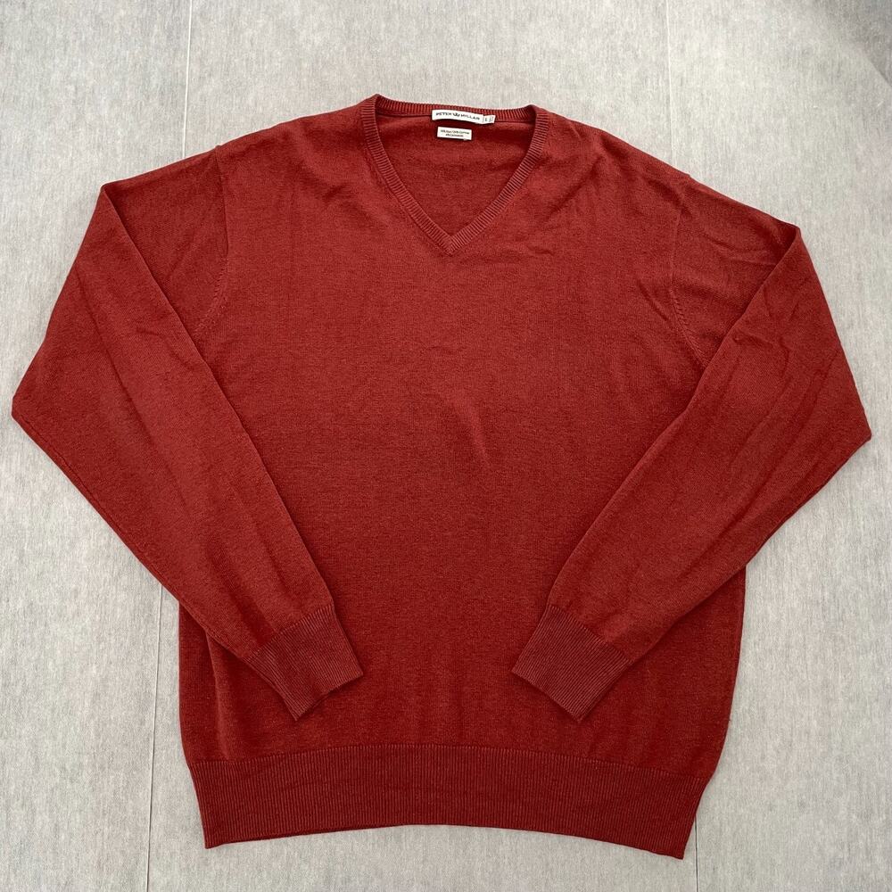 Peter Millar Sweater Adult Large Orange Pullover Silk Cotton Cashmere Golf Mens